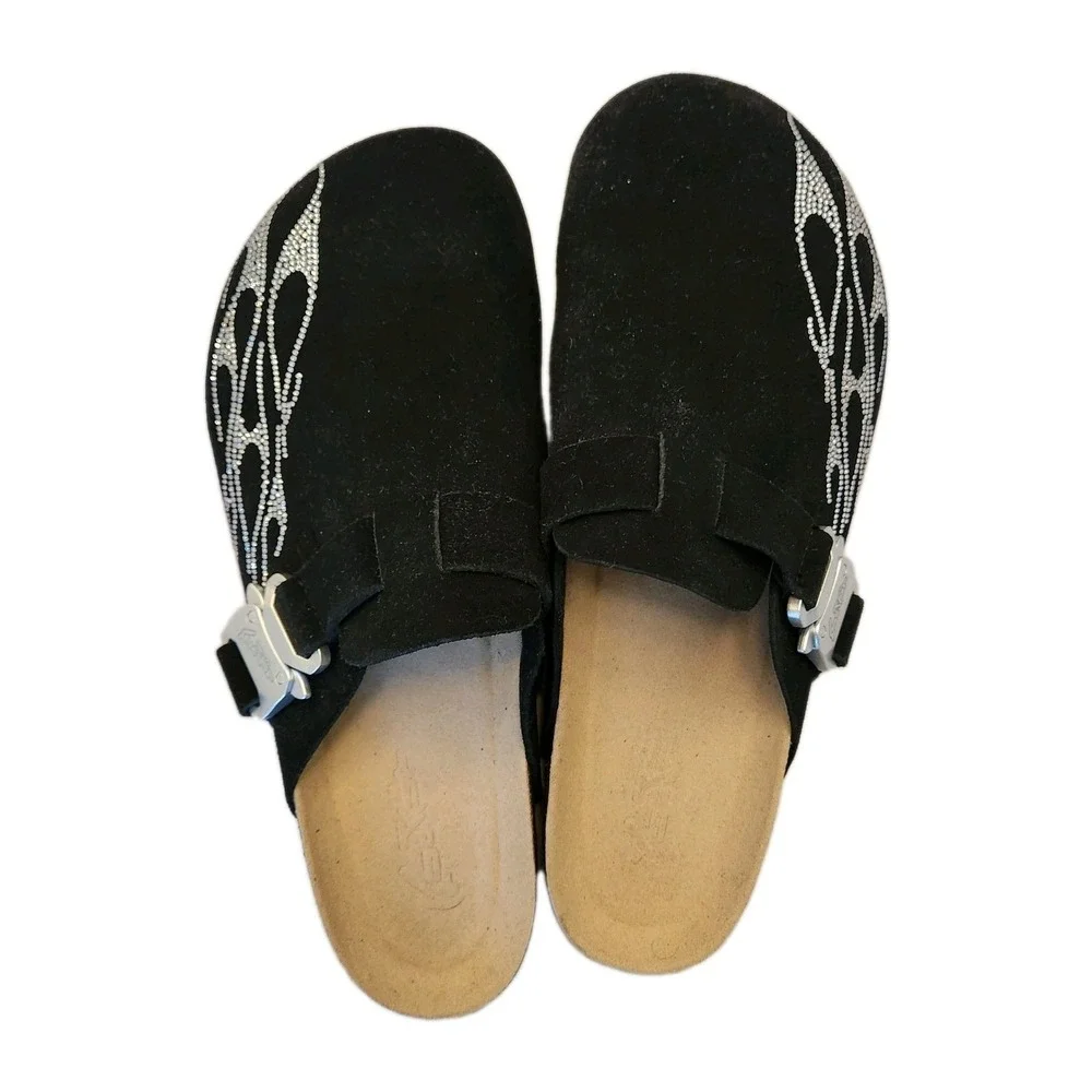 New Culture Kings Loiter Spire Mule Clog Slide On Black/Stone Leather Sz 11 Men